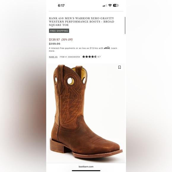 Mens cowboy boots size 12, full grain leather - Picture 9 of 9